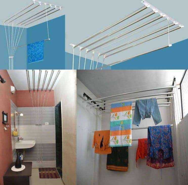 Ceiling-Mounted Space-Saving Cloth Hangers